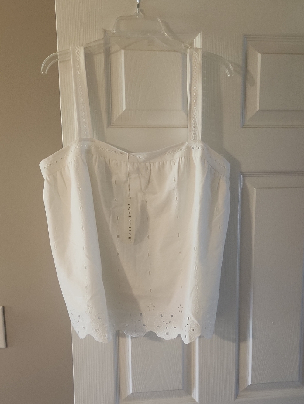 Love Stitch White Eyelet Camisole Tank